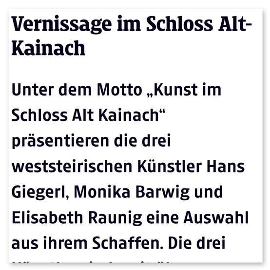 Ausstellung im Schloß Alt Kainach - Einladung
