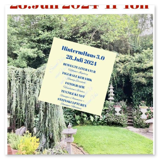 Ausstellung in Birkfeld, Impressionen der Kunstwerke aus Keramik im Garten, Bilder der Gäste